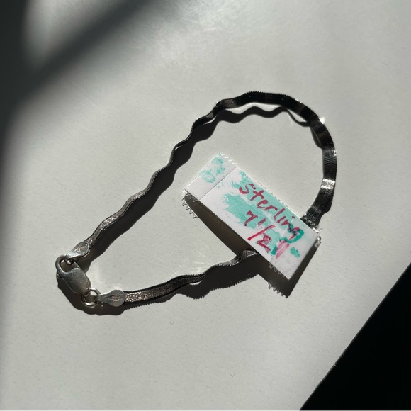 Sterling Silver Wavy Sparkly Bracelet - Picture 5 of 7